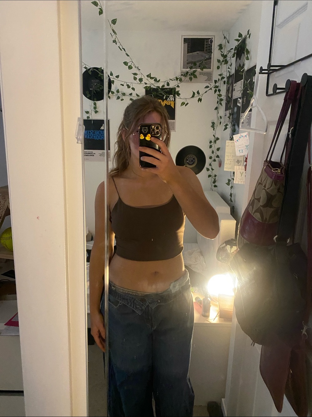Garage Brown Cropped Spaghetti-Strap Cami